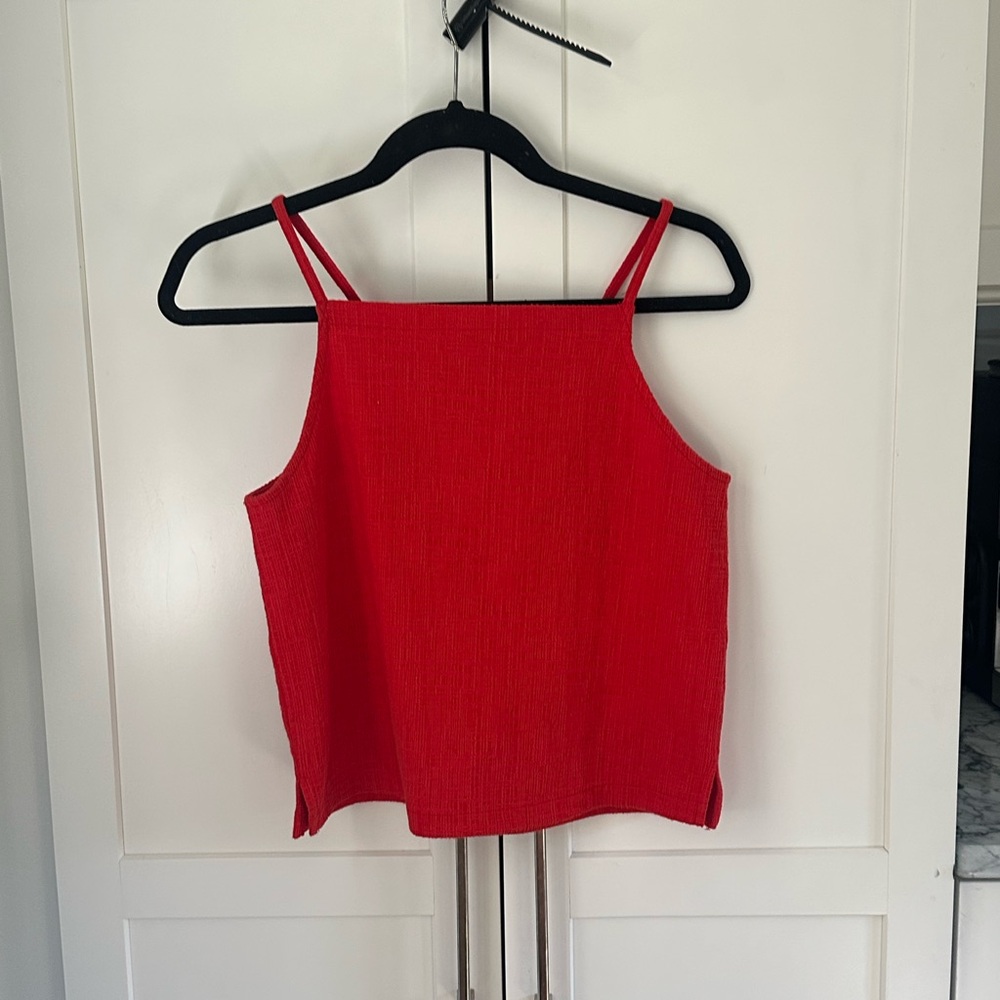 Madewell Red Boxy Crop Tank Top
